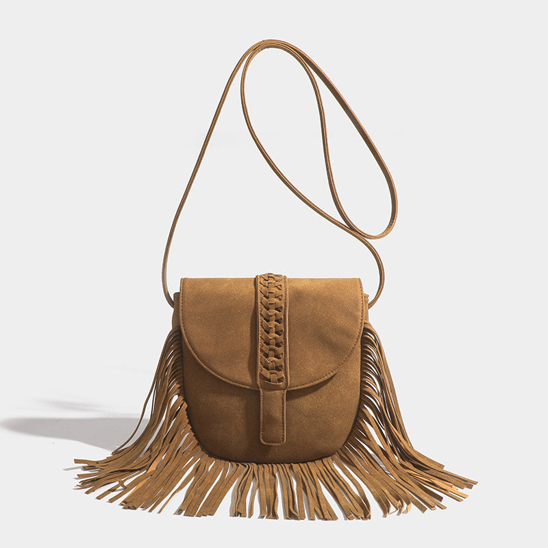 Woven Tassel Shoulder Bag