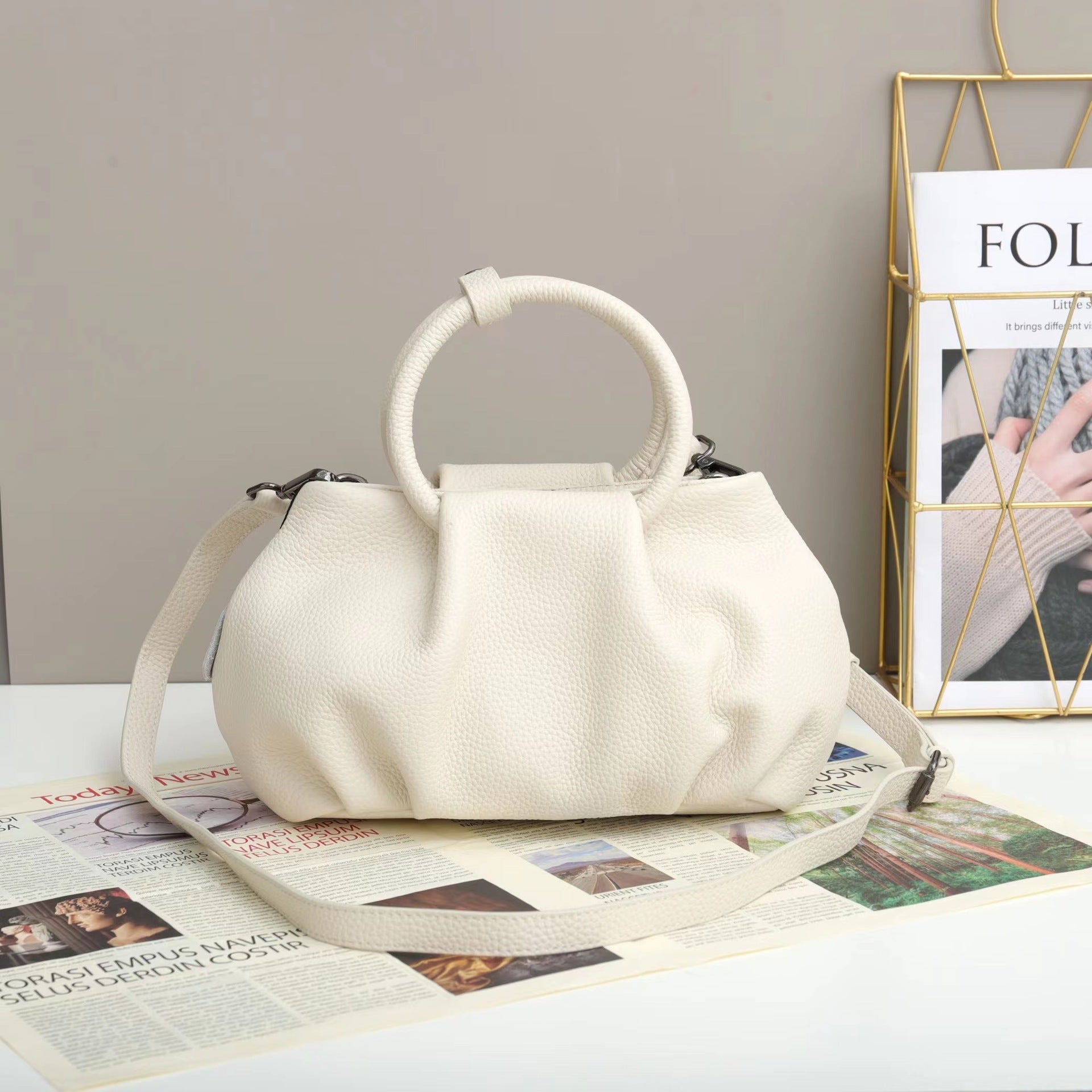 Pleated Leather Bag
