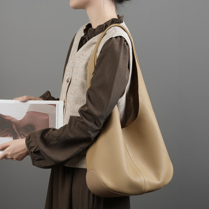 Spacious Leather Shoulder Bag