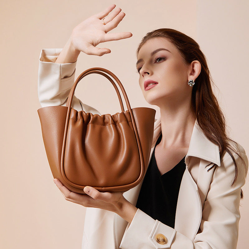 Pleated Leather Messenger Bag