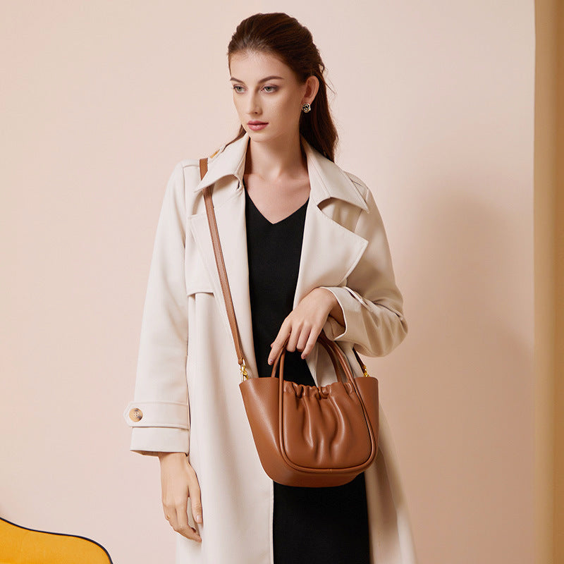 Pleated Leather Messenger Bag