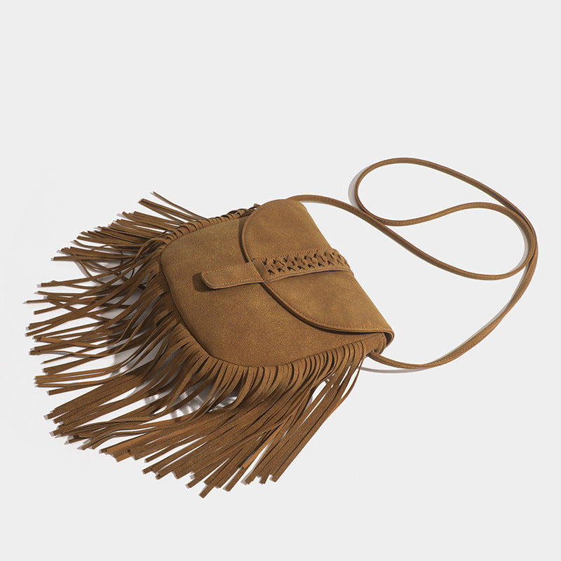 Woven Tassel Shoulder Bag