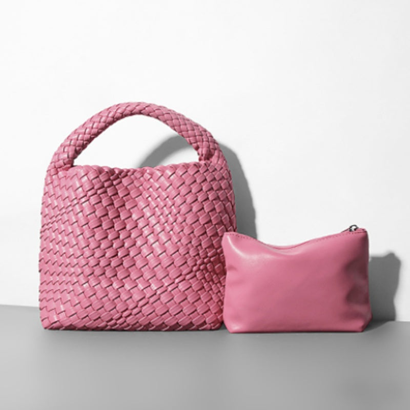 Woven Leather Bucket Bag