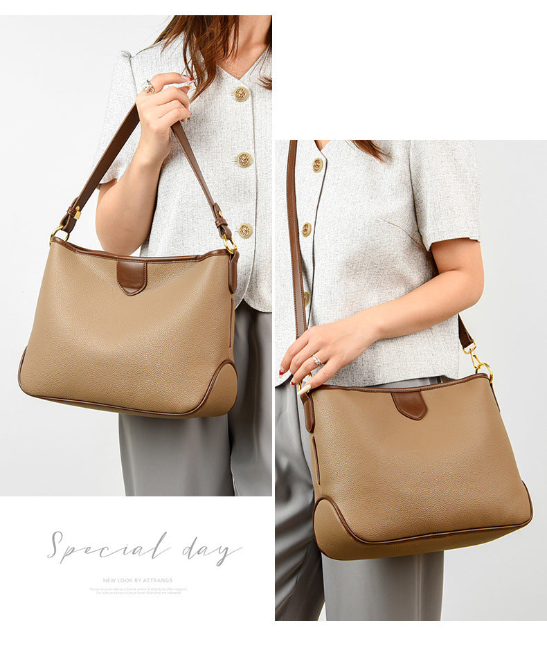 Leather Bucket Crossbody Bag