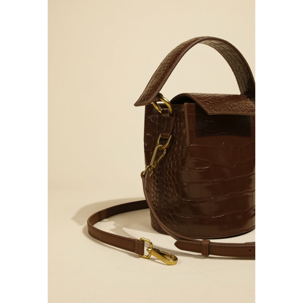 Cowhide Messenger Bucket Bag