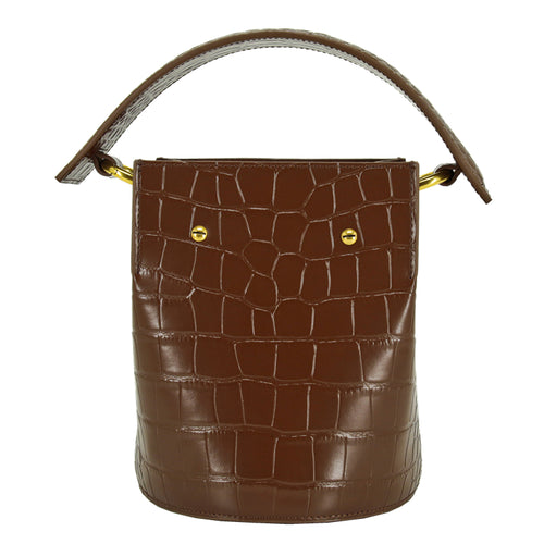 Cowhide Messenger Bucket Bag