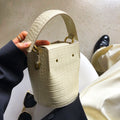Cowhide Messenger Bucket Bag