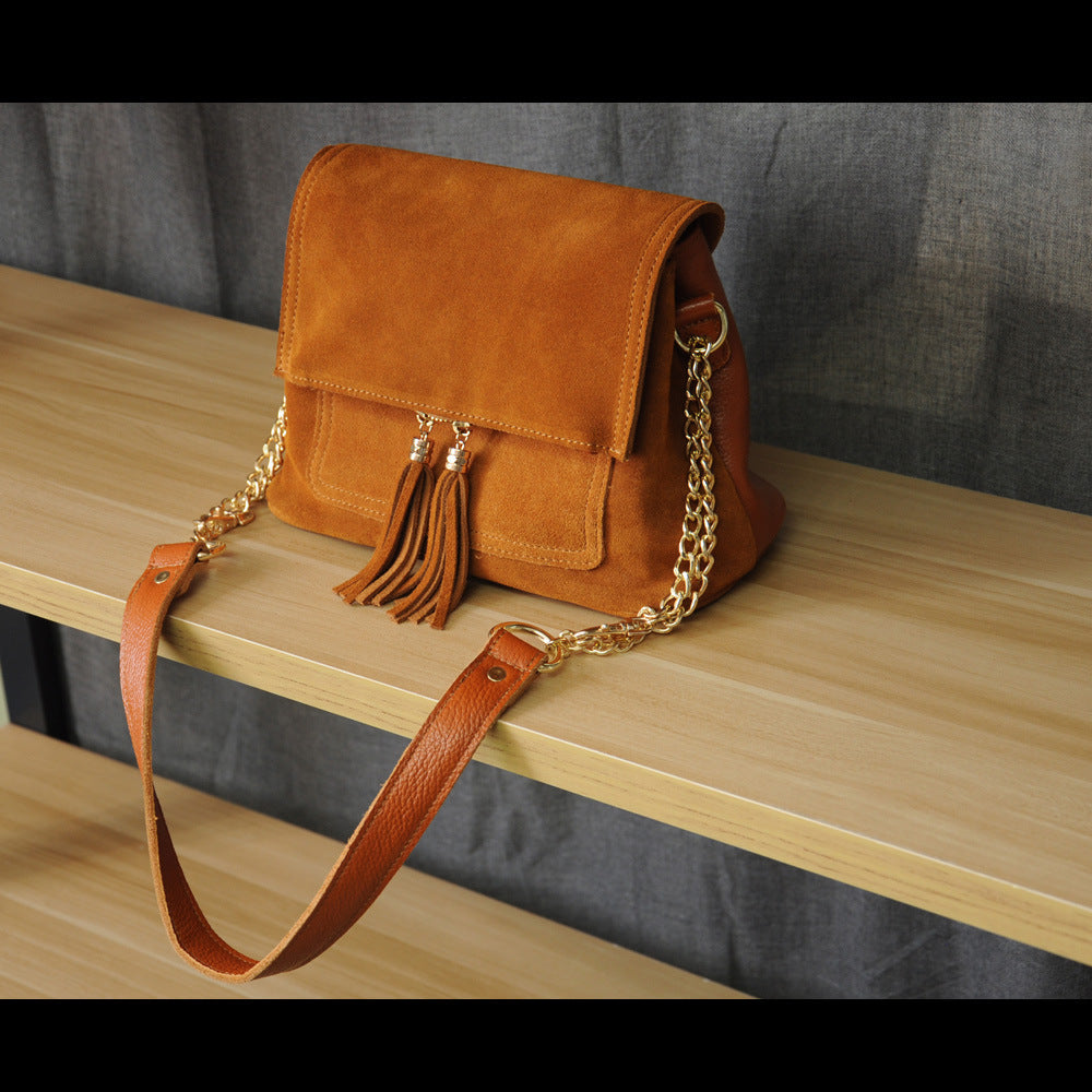 Tassel Leather Crossbody Bag