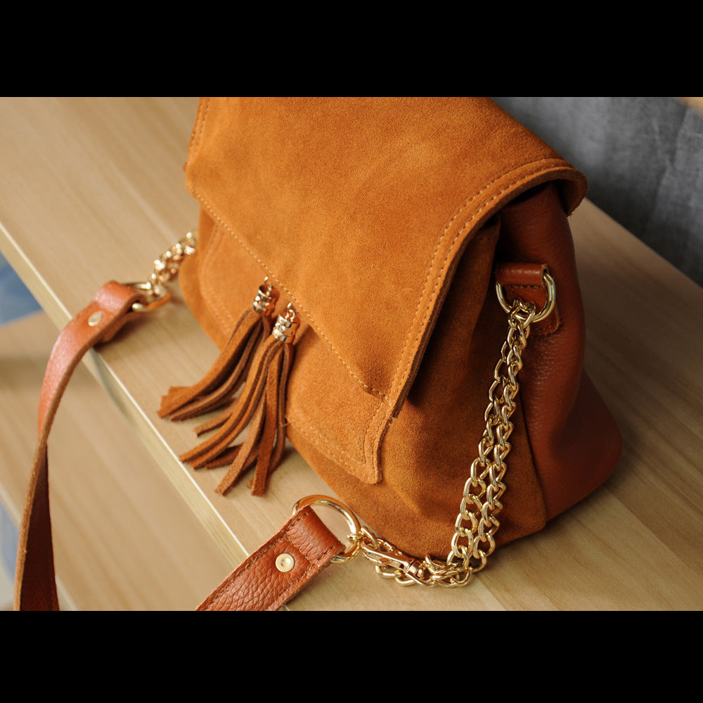 Tassel Leather Crossbody Bag