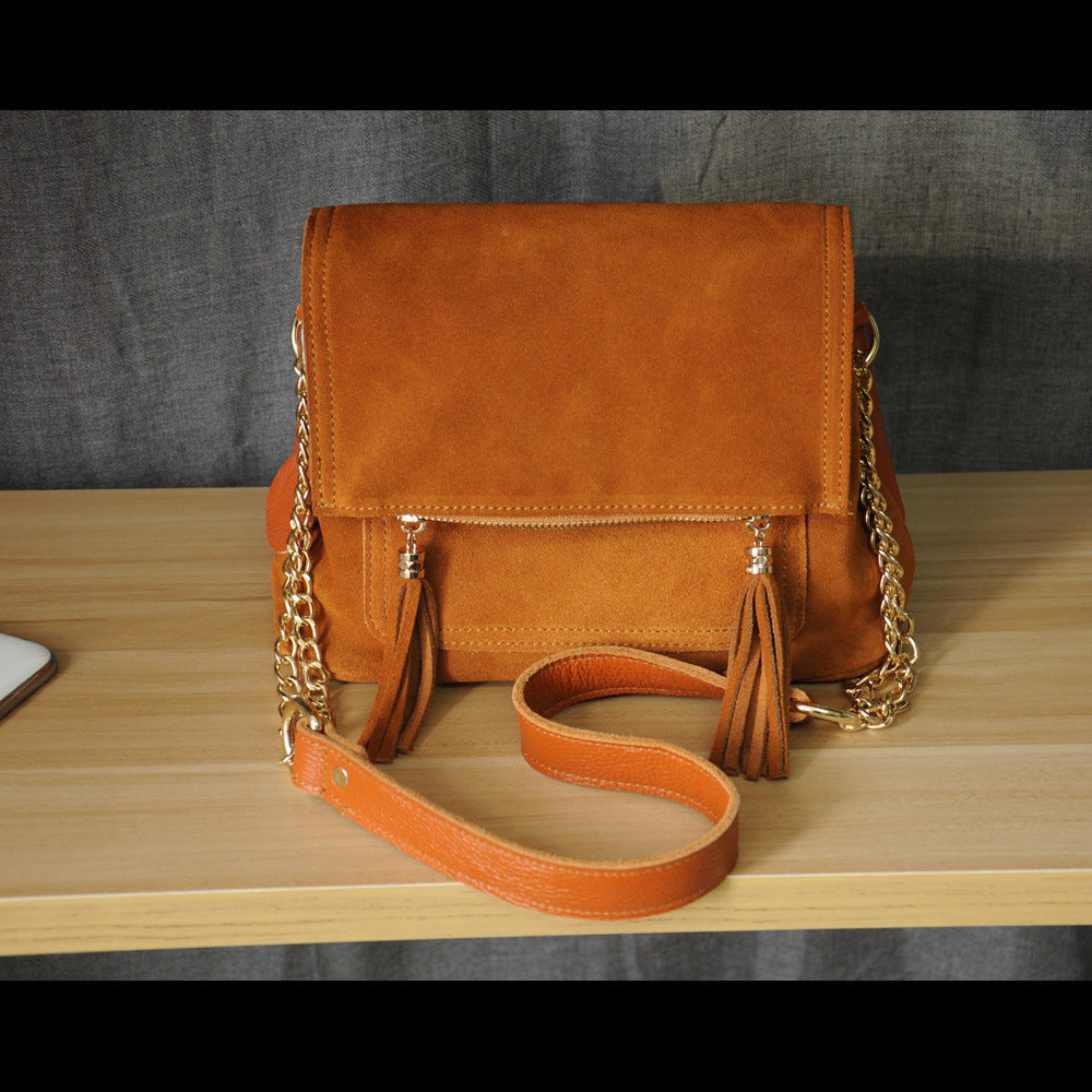 Tassel Leather Crossbody Bag