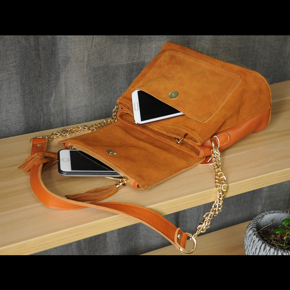 Tassel Leather Crossbody Bag