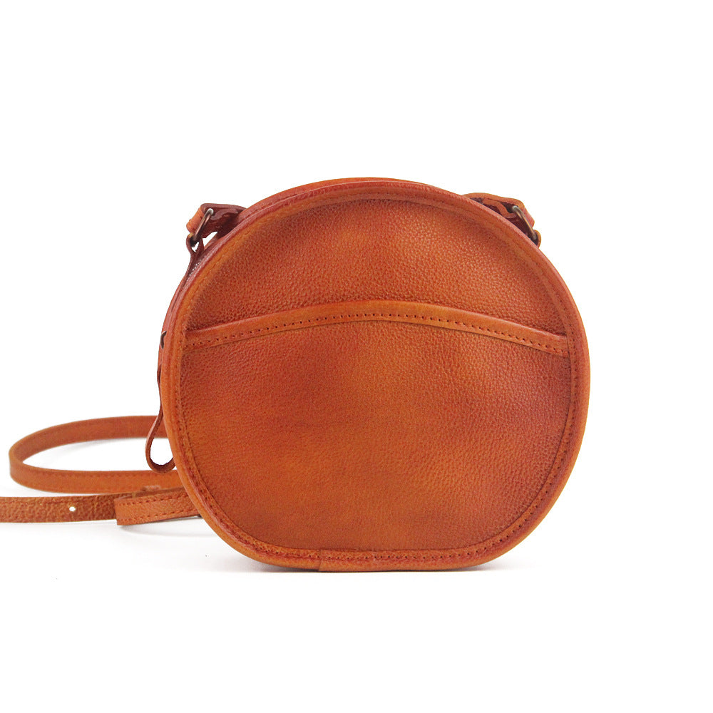 Vegetable Tanned Leather Round Bag