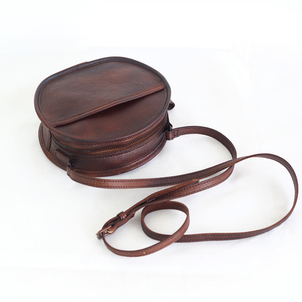 Vegetable Tanned Leather Round Bag