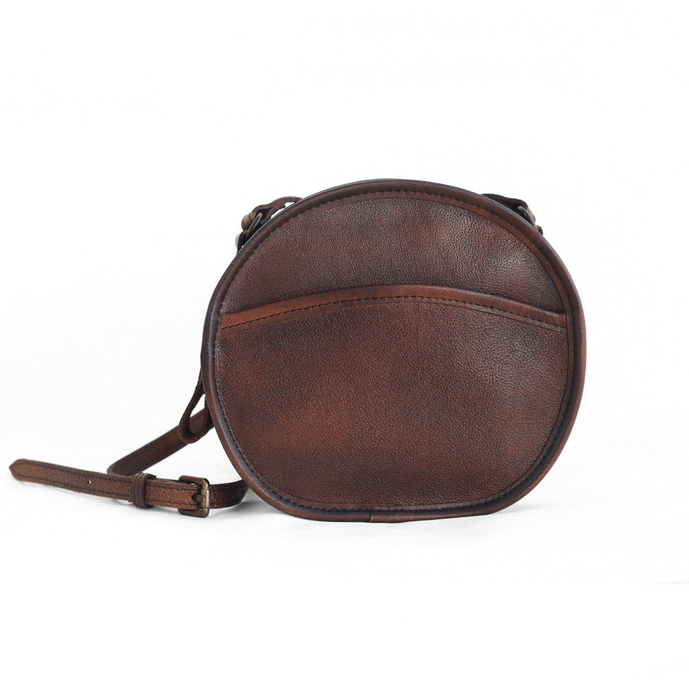 Vegetable Tanned Leather Round Bag