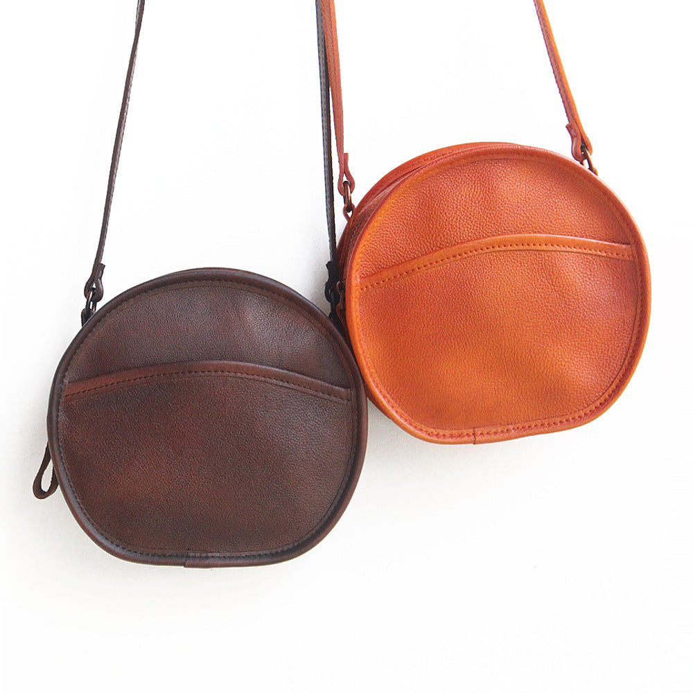 Vegetable Tanned Leather Round Bag