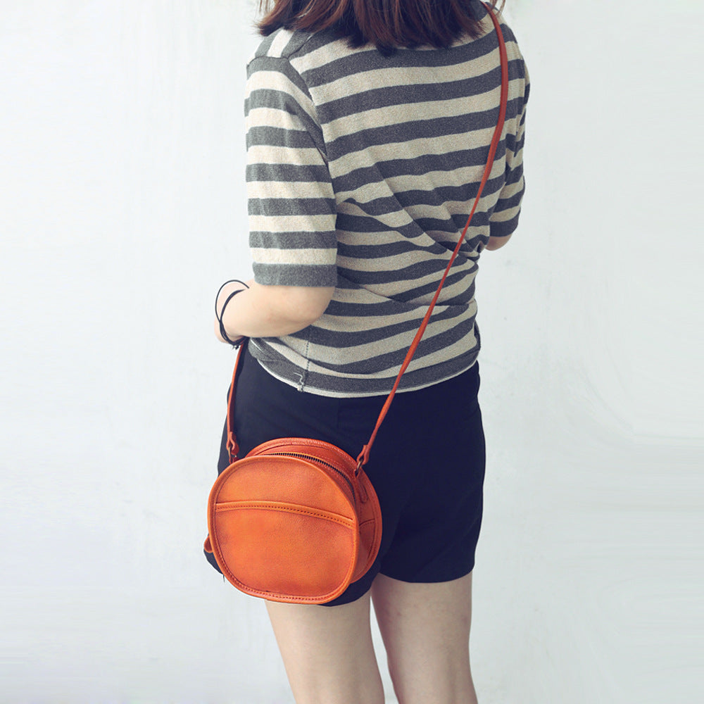 Vegetable Tanned Leather Round Bag