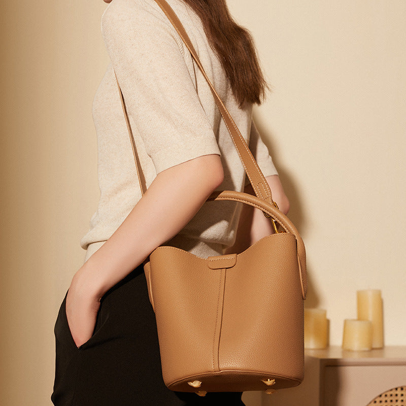 Leather Crossbody Bucket Bag