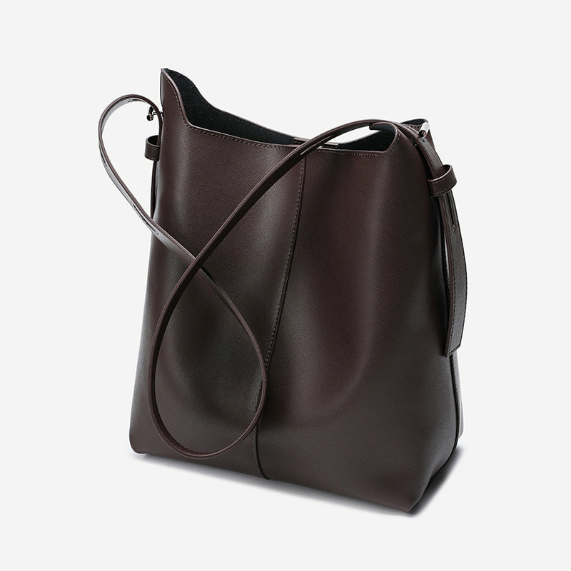 Leather Bucket Messenger Bag
