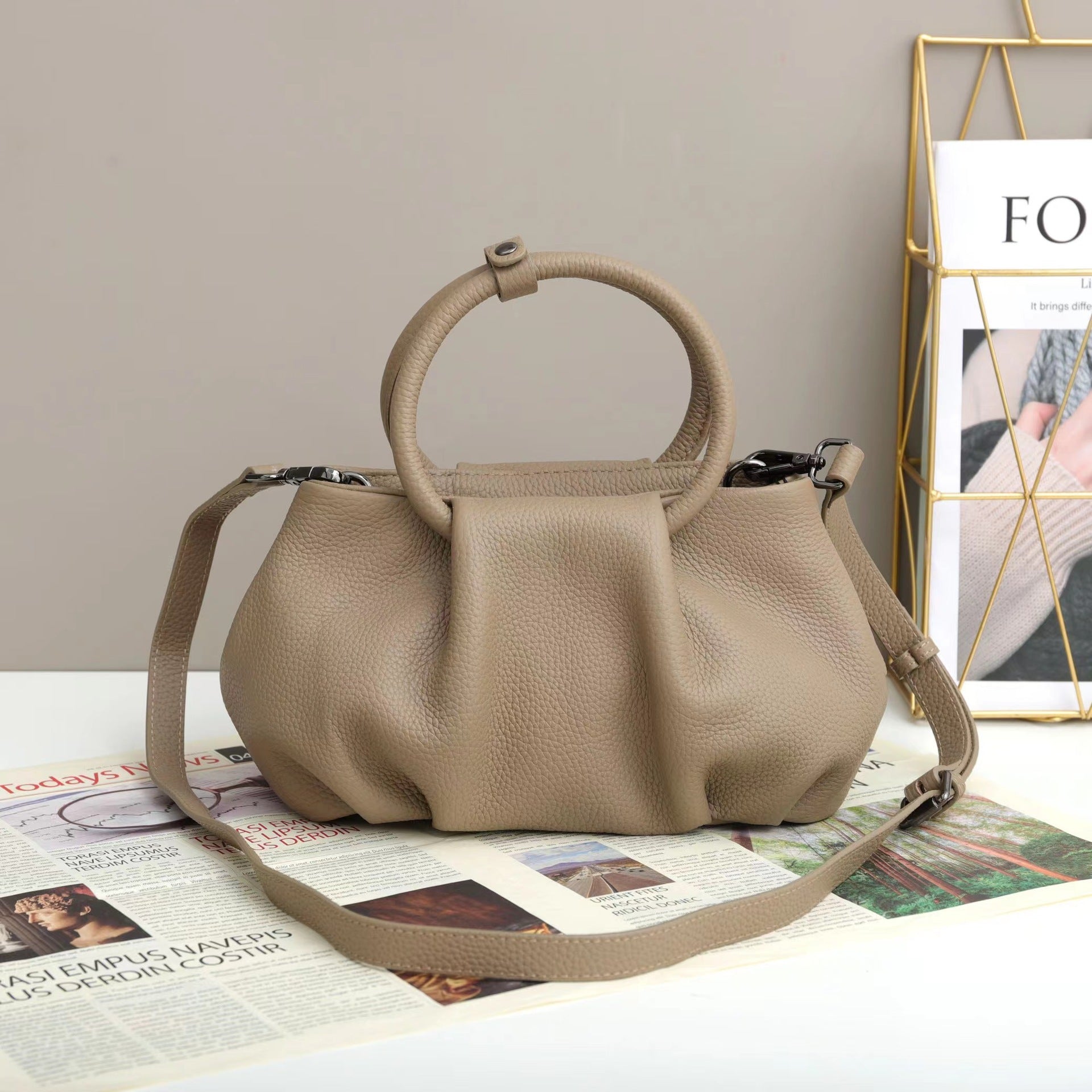 Pleated Leather Bag