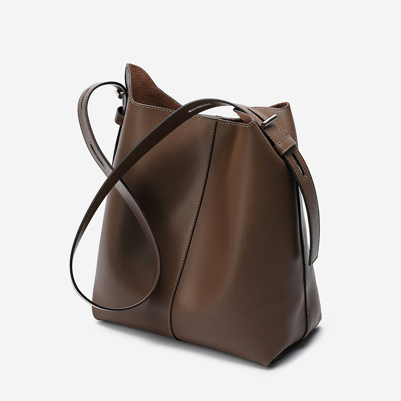 Leather Bucket Messenger Bag