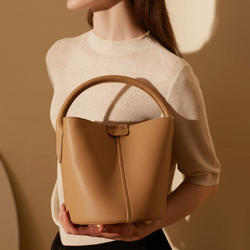 Leather Crossbody Bucket Bag