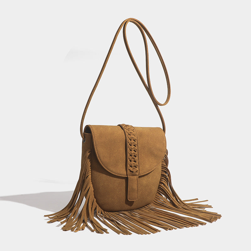 Woven Tassel Shoulder Bag