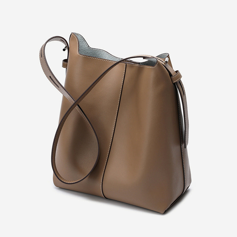 Leather Bucket Messenger Bag