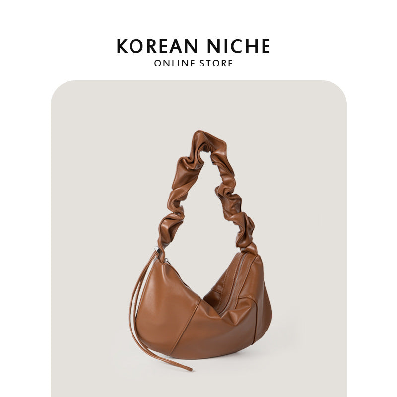 Ruffle Leather Underarm Bag