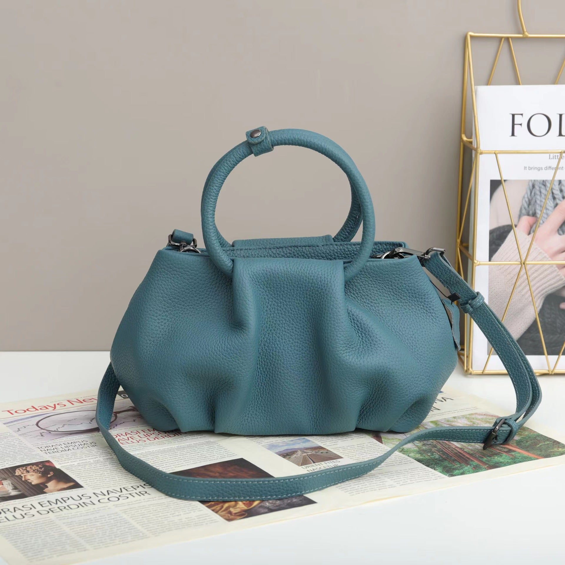 Pleated Leather Bag