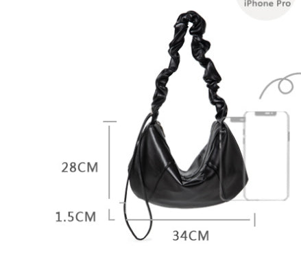 Ruffle Leather Underarm Bag