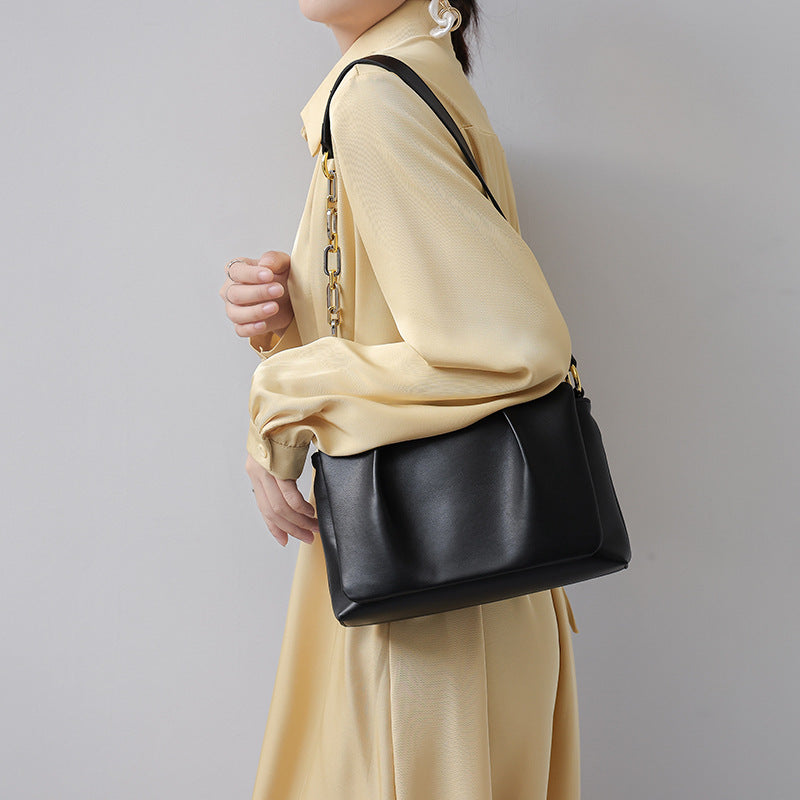 Pleated Leather Cloud Bag