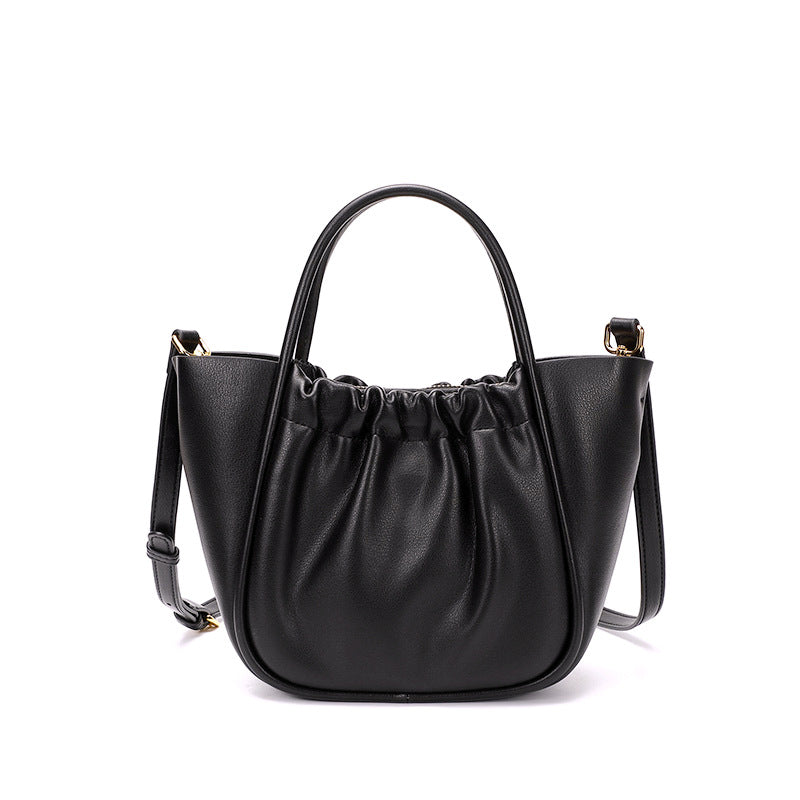 Pleated Leather Messenger Bag