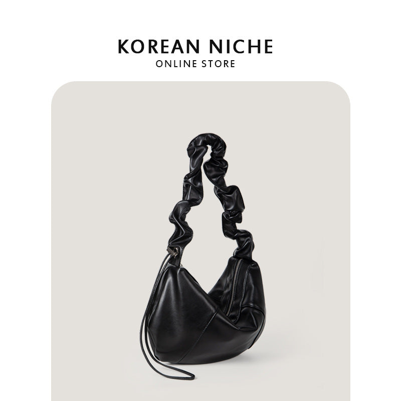 Ruffle Leather Underarm Bag