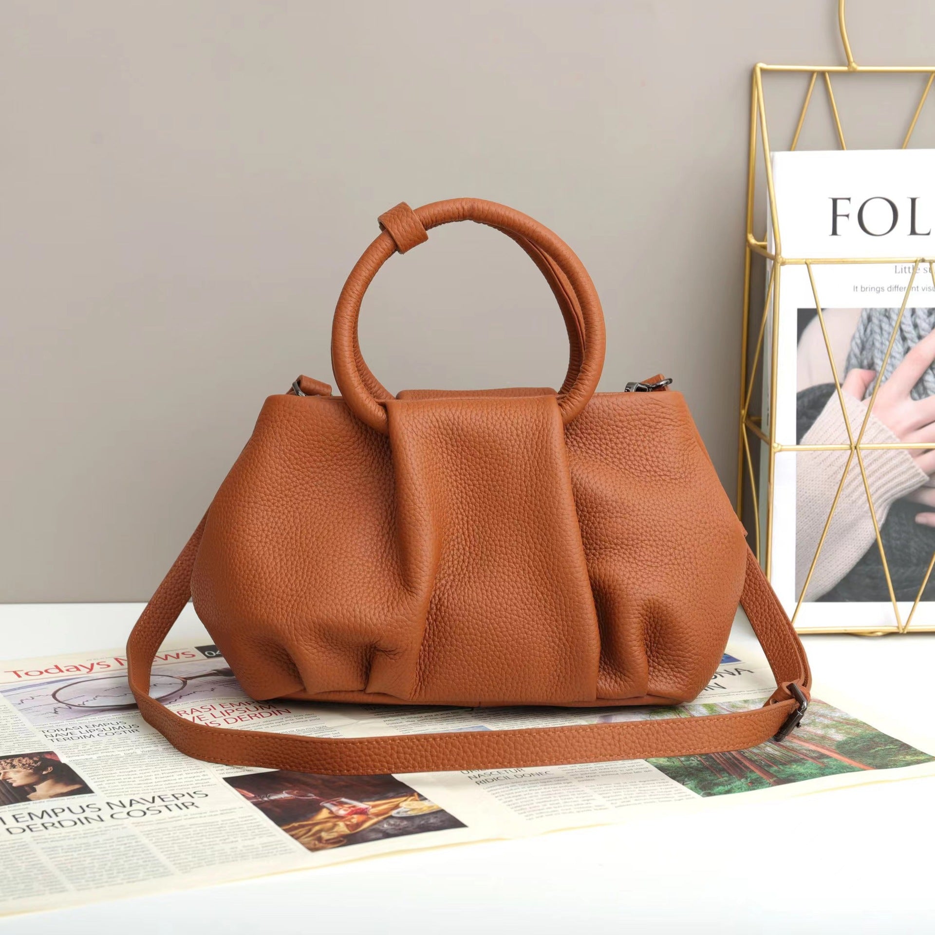 Pleated Leather Bag