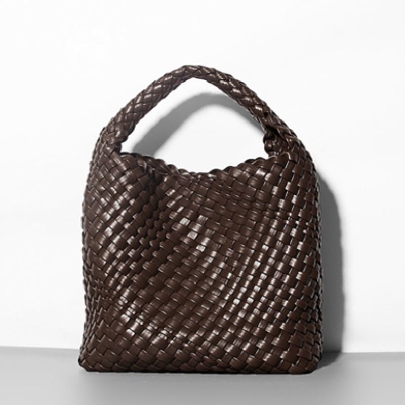 Woven Leather Bucket Bag
