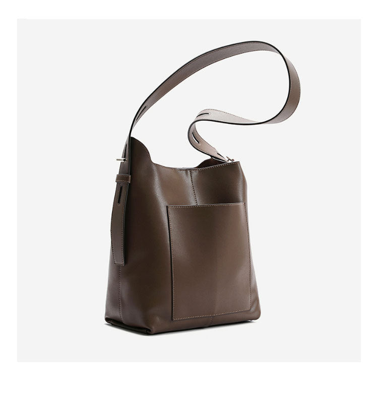 Leather Bucket Messenger Bag