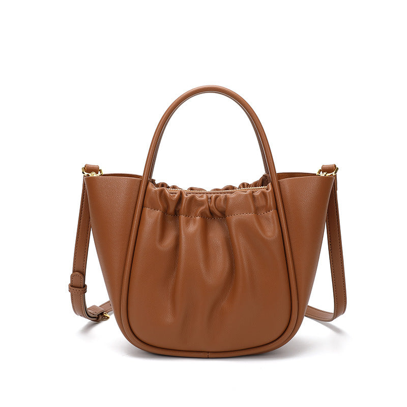 Pleated Leather Messenger Bag