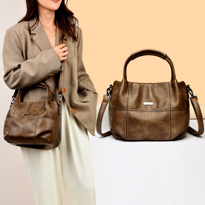 Spacious Leather Shoulder Bag