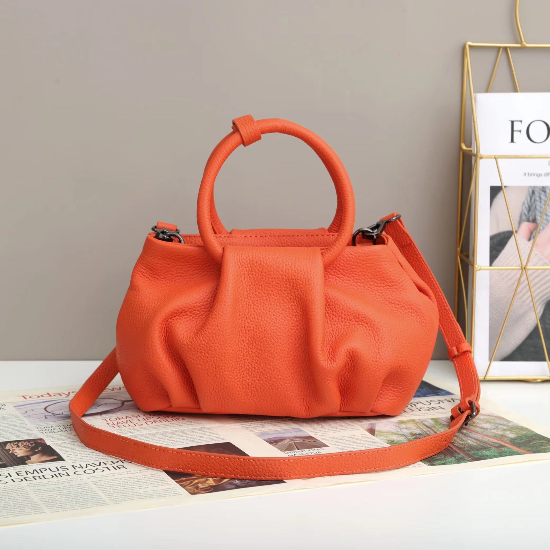 Pleated Leather Bag