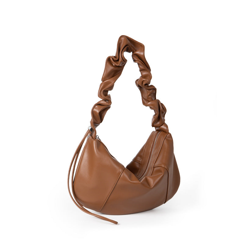Ruffle Leather Underarm Bag