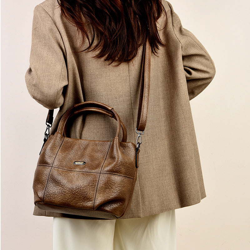Spacious Leather Shoulder Bag