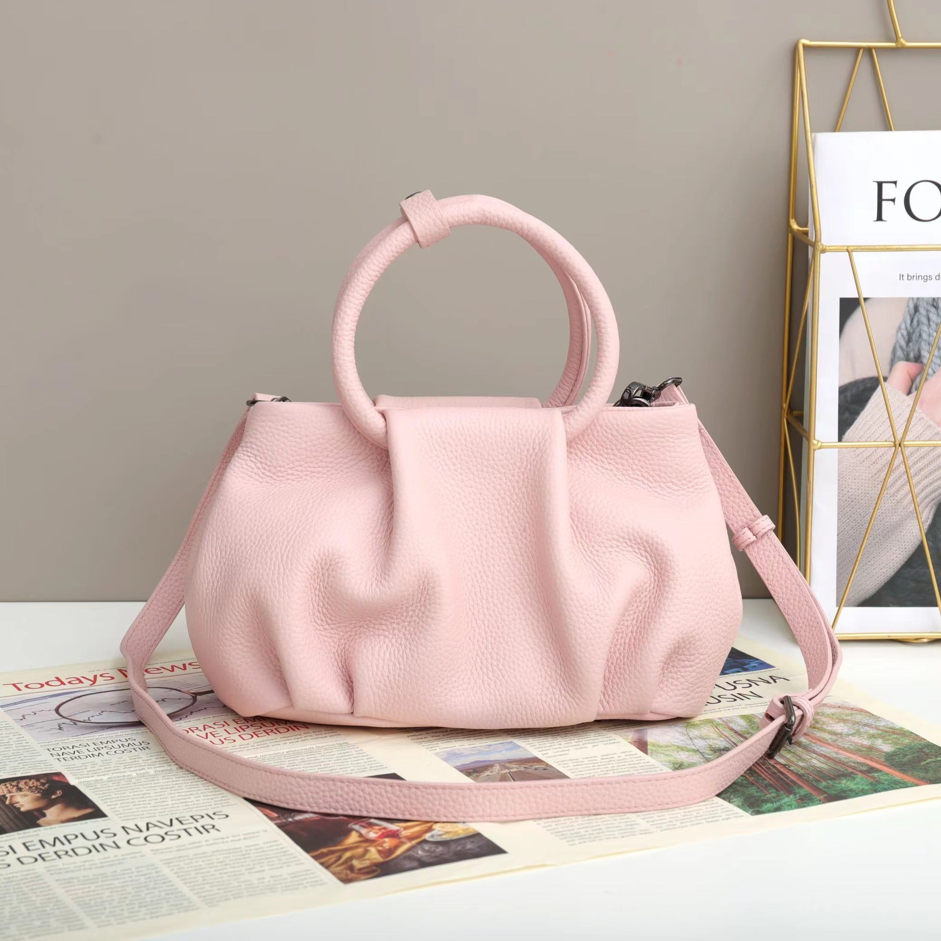 Pleated Leather Bag