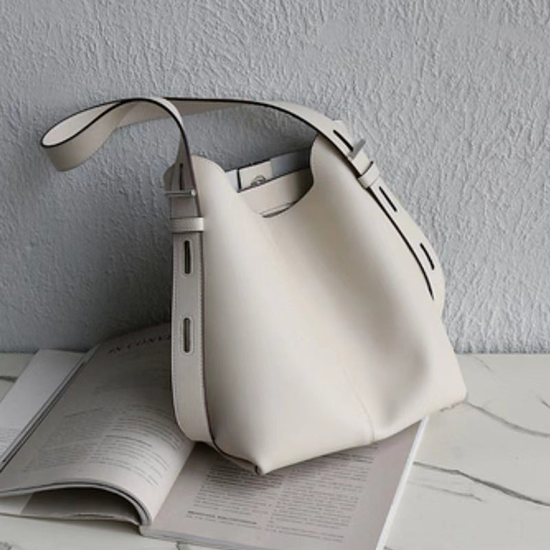 Leather Bucket Messenger Bag