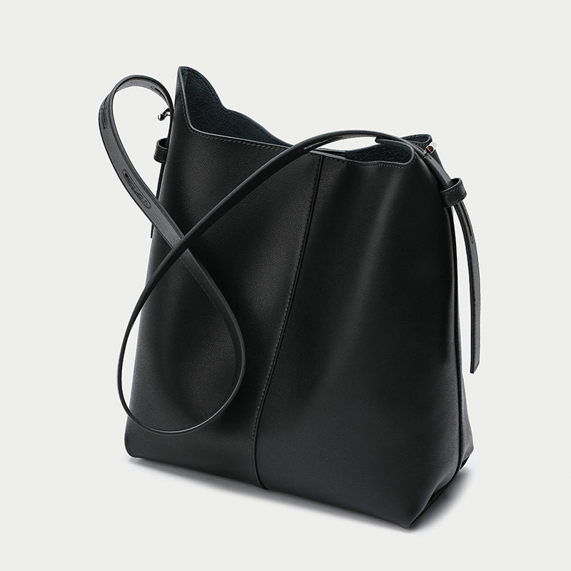 Leather Bucket Messenger Bag