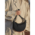 Litchi Pattern Leather Crescent Bag