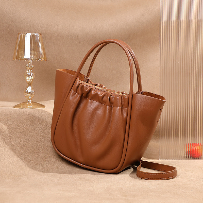 Pleated Leather Messenger Bag