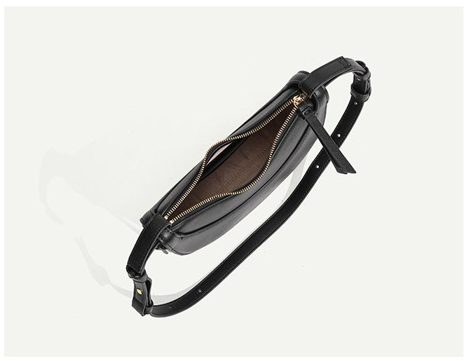 Litchi Pattern Leather Crescent Bag