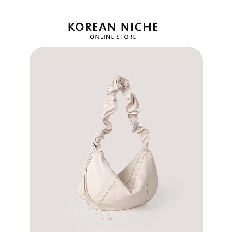 Ruffle Leather Underarm Bag