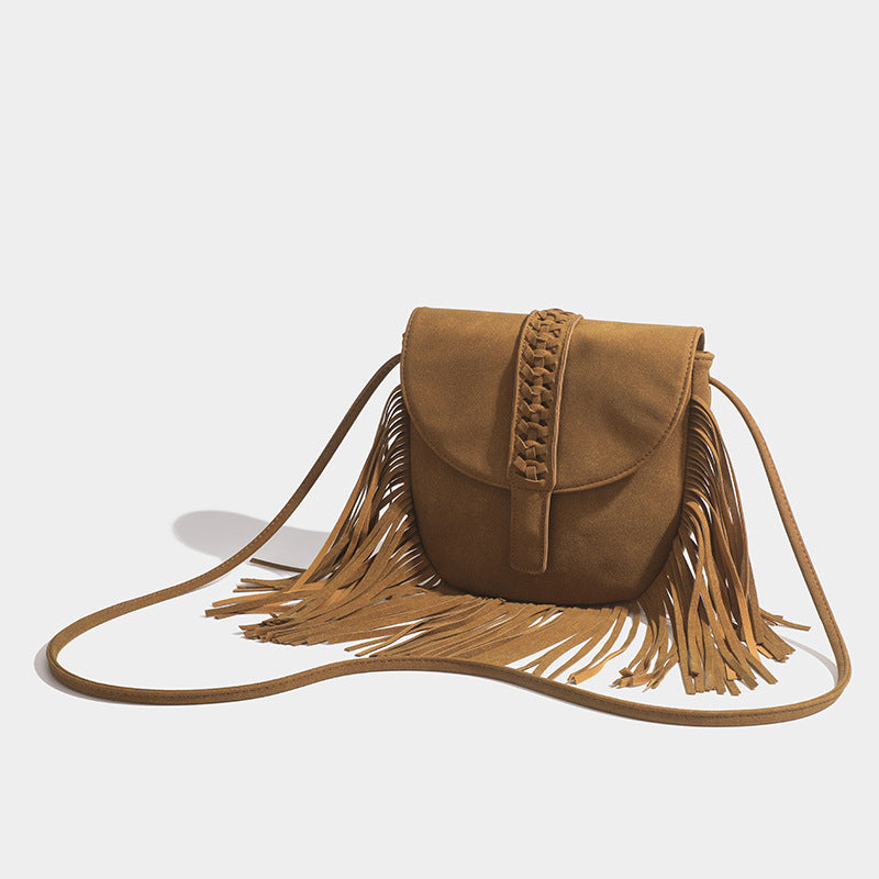 Woven Tassel Shoulder Bag