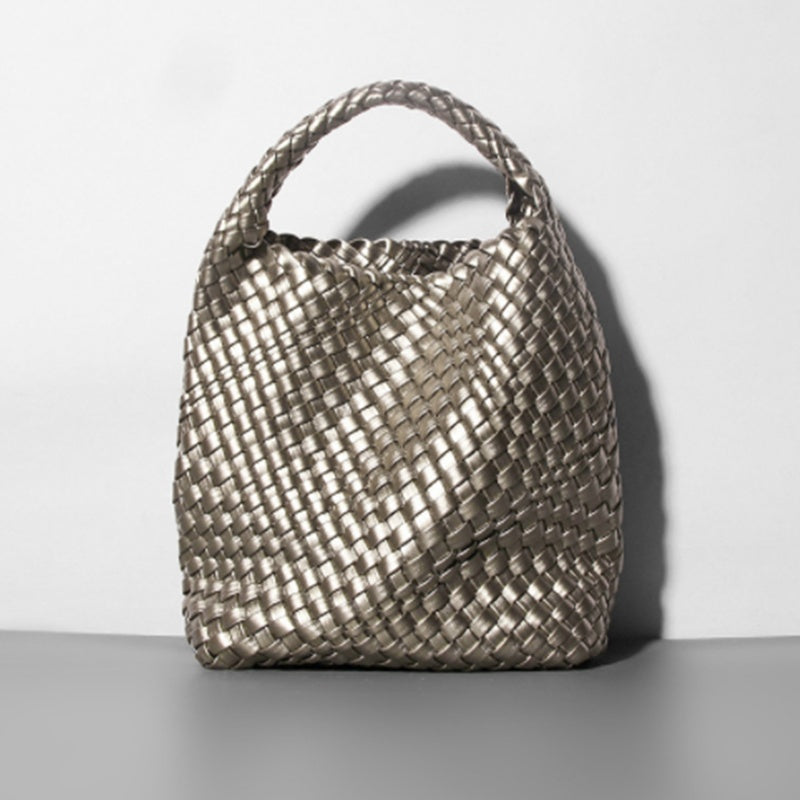 Woven Leather Bucket Bag